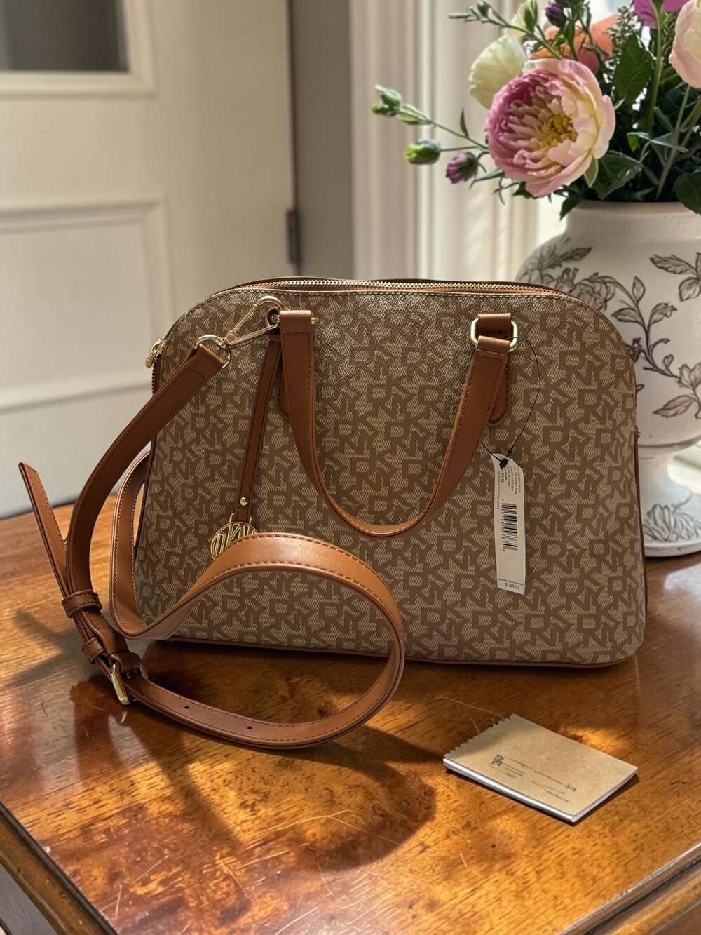 DKNY Heritage Coated Logo Bryant Dome Satchel Crossbody